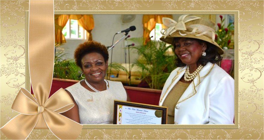 Mount Zion's Missions Inc Barbados Foursquare Church honoured Faith Marshall-Harris for secured a seat on the Committee on the Rights of the Child at UN